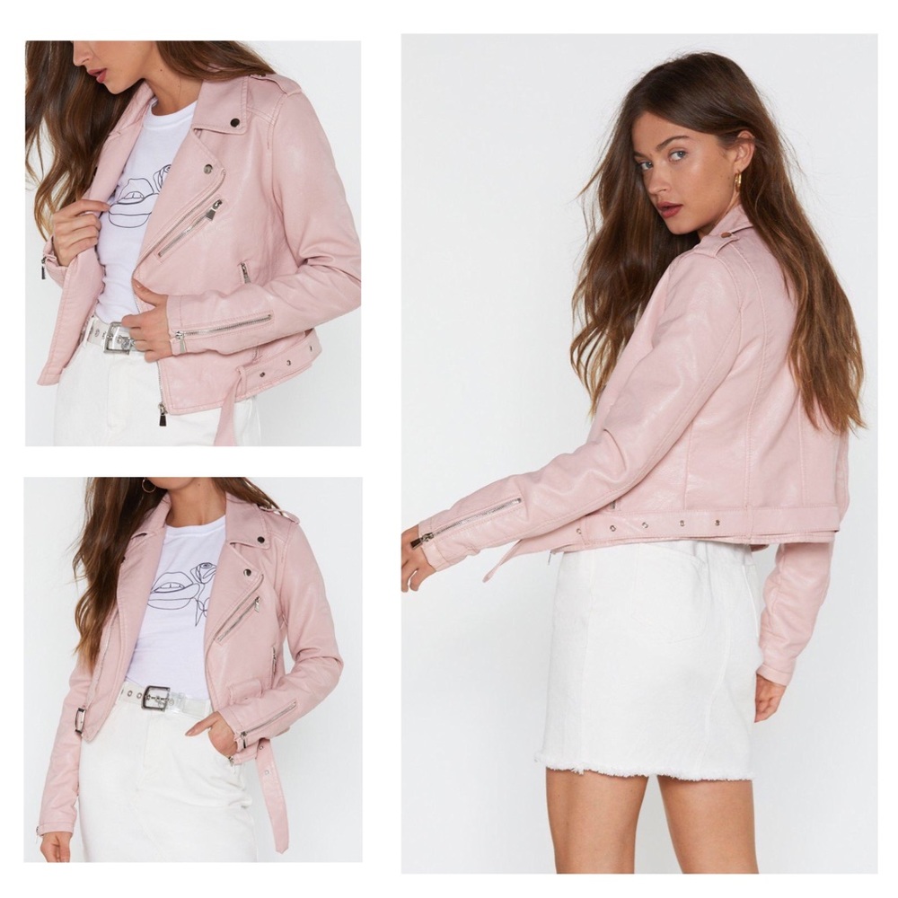 ❌SOLD❌ Blush Faux Leather Moto Jacket ❌SOLD❌ - Picture 12 of 13